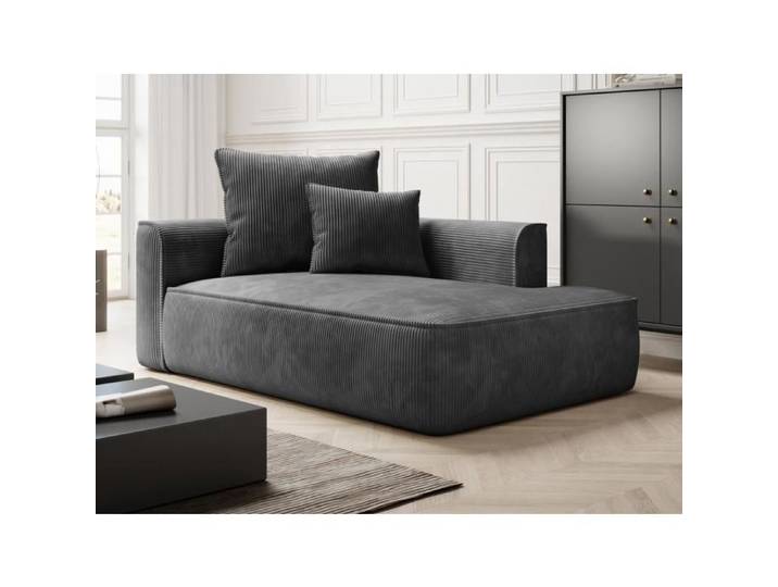 Méridienne droite en velours côtelé gris anthracite PINETA