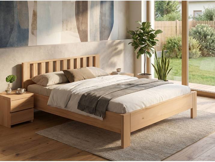 Bett Kernbuche „Bernhard“ 160 x 220 cm Massivholz Buche