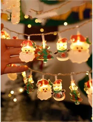 Lush Living Finds Santa Claus Snowman LED Christmas Lights String, Battery Operated Garland For Holiday Party And New Year Decoration warm White 1.5m
