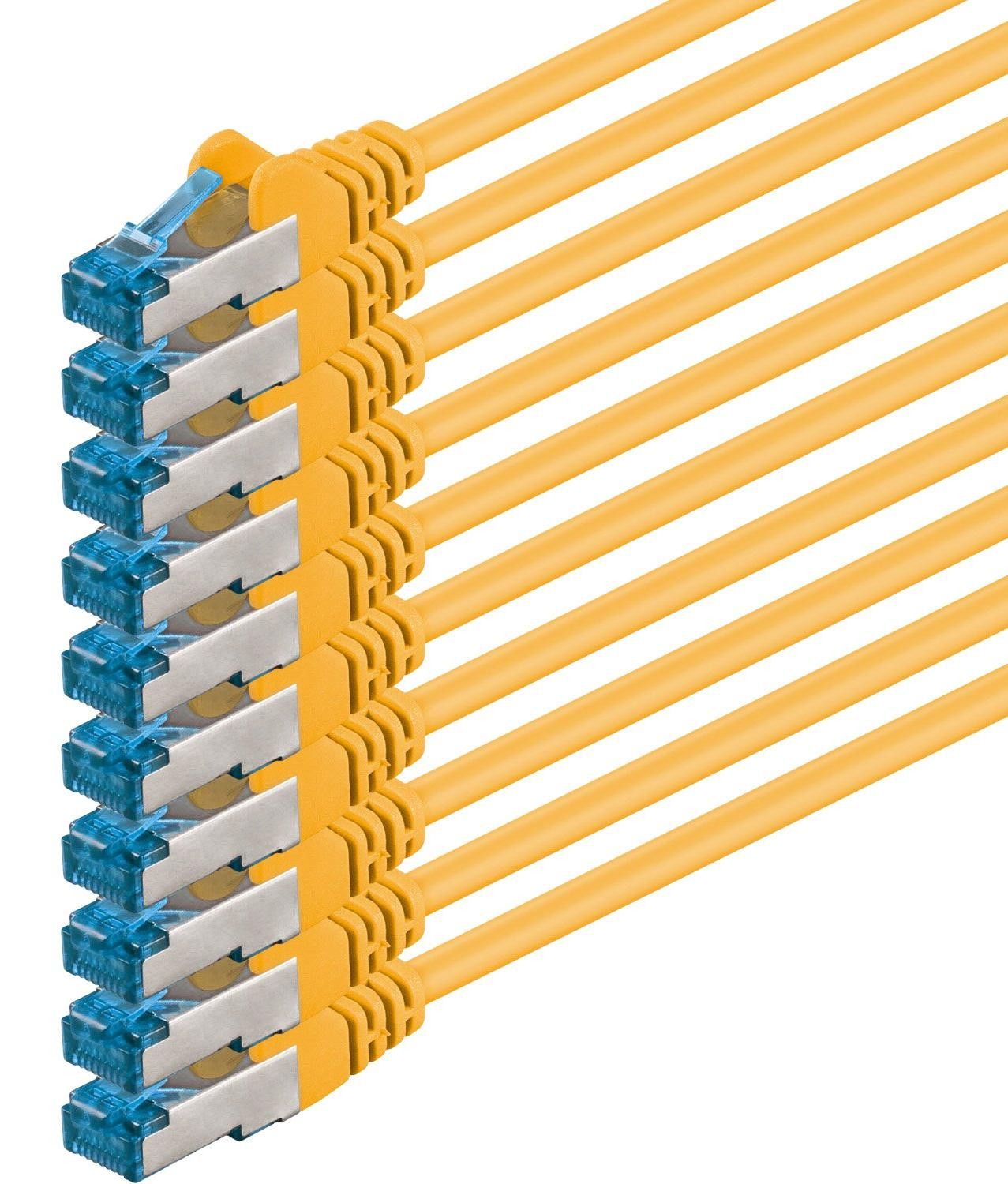 1aTTack.de CAT6 Gigabit LAN-netwerkkabel, 10 stuks, 2 meter, geel