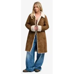 Superdry für Damen. W5012217A Braune lange Lammfelljacke (L), Lässig, Synthetisch