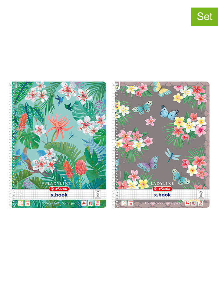Herlitz 2er-Set: Collegeblöcke ''Ladylike A4/80 Lin.28' (Überraschungsprodukt) - onesize
