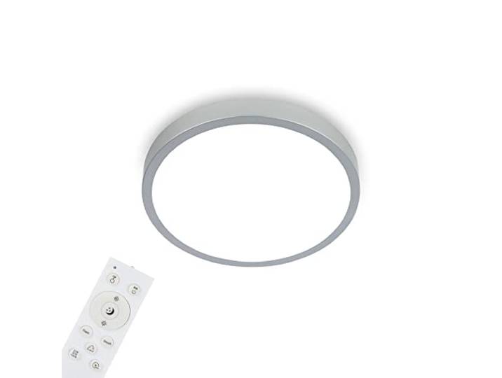Briloner - Plafonnier LED RGBW\, Plafonnier LED à intensité variable\, couleurs de lumière variées\, blanc neutre\, lampe à monter\, télécommande\, couleur argent\, Ø380x50 mm