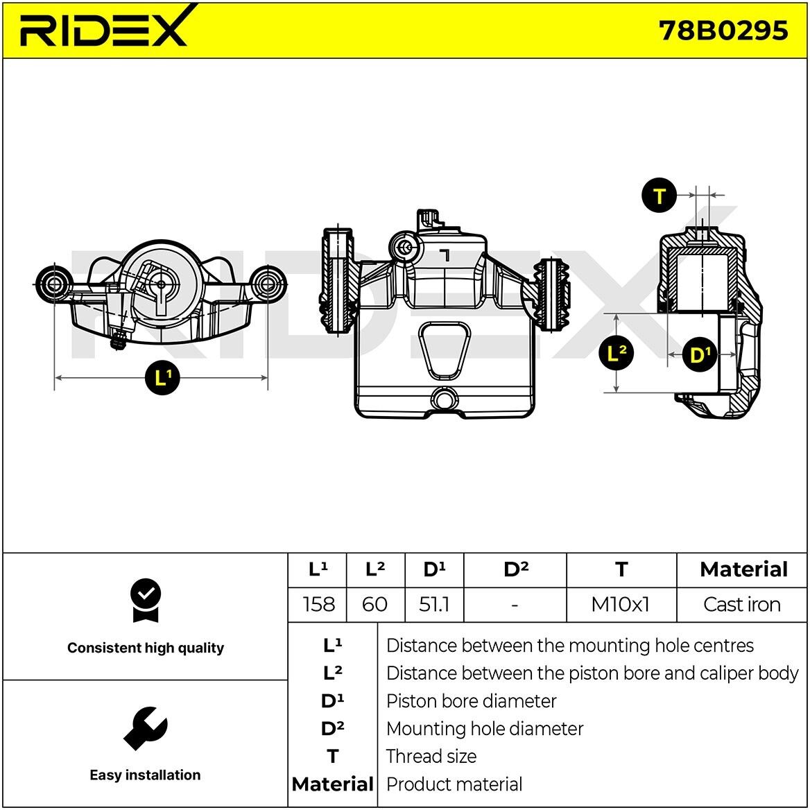 RIDEX 78B0295 Brake caliper
