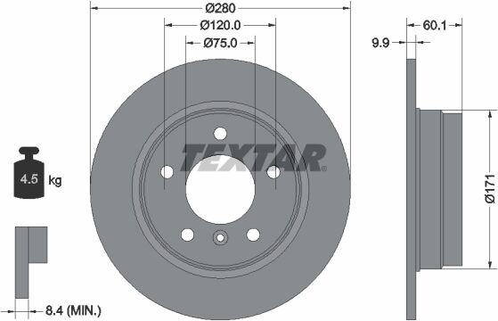 Textar Bremsscheibe Pro 92055703 280mm 10mm Für Bmw