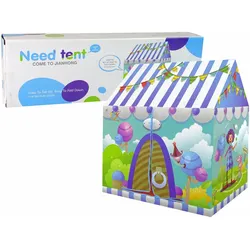 Fröhliches Zirkuszelt für Kinder im Garten.