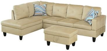 Clihome Beige Microfiber Sofa, 3-Piece Living Room Sofa Set