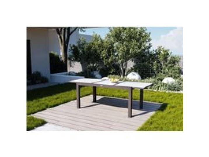 B-Ware: Villana Sylvania Ausziehtisch, anthrazit/weiß, Aluminium/Sicherheitsglas, 160/220 x 90 cm, Pulverbeschichtet, UV-Beständig, Mit Fußkappen