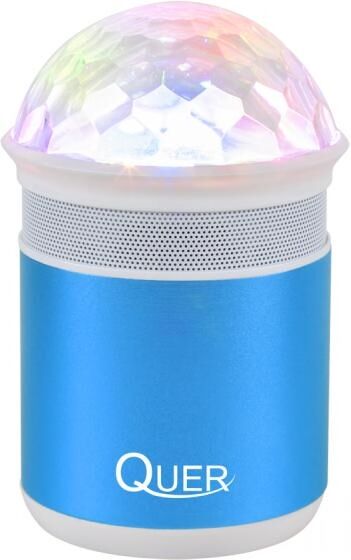 Coluna Mini Portátil LEDs Efeitos RGB c/ Leitor FM, USB, MiniSD, MP3, Bluetooth (Azul) - QUER