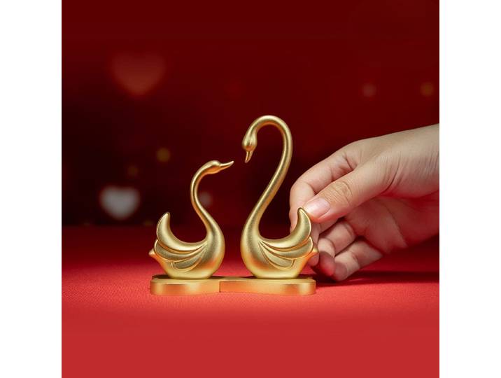 Figurine de cygne en cuivre pour couples, décoration de bureau, cœur à cœur, cadeau de mariage pour elle