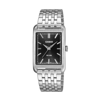 Quarzuhr, silber (edelstahlfarben, schwarz, schwarz), CASIO TIMELESS COLLECTION, Armbanduhren, Herren, edelstahlfarben, Quarzuhr, Armbanduhr, Herrenuhr, Edelstahlarmband, analog
