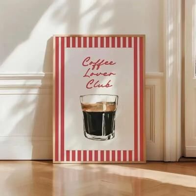Inspired Living Retro Coffee Club Canvas Wall Art Vintage Coffee Wall Art Poster For Kitchen & Living Room Decor 30x40cm Unframed 2