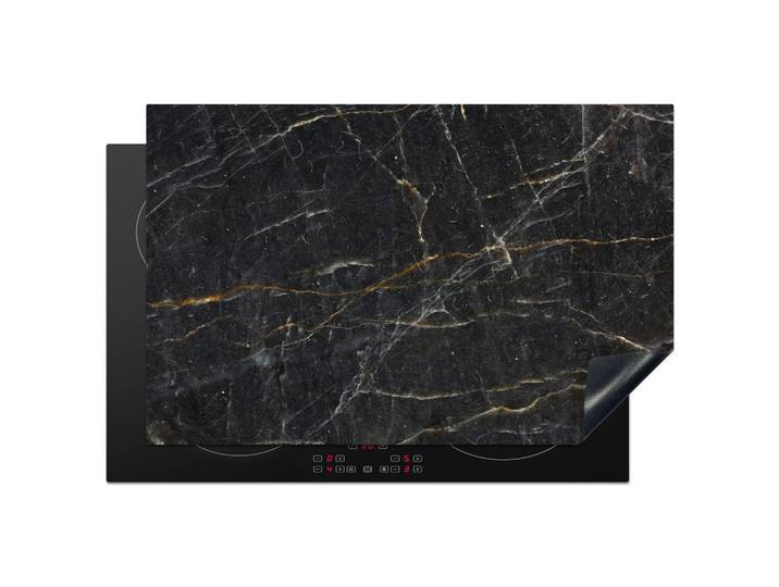 HERDABDECKPLATTE Marmor - Schwarz - Gold - Grau - Marmorstruktur Abdeckung Ceranfeld 81.2x52 cm