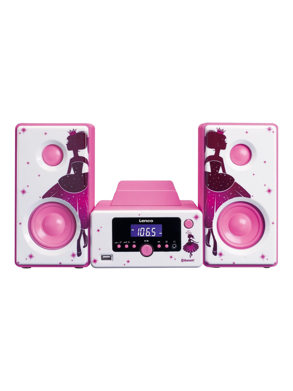 Lenco MC-020 Princess - Micro set with FM Radio Bluetooth USB and AUX ingang - Princess