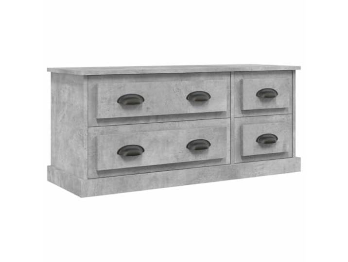 hliofuir TV-Schrank Betongrau 100x35,5x45 cm Holzwerkstoff Lowboard Kompaktes Lowboard mit 4 Schubladen für Wohnzimmer und Schlafzimmer, flexibel montierbar und pflegeleicht.