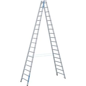 Zarges Stehleiter Coni B, 40320, beidseitig begehbar, aus Aluminium, bis 150kg, mit 2 x 18 Sprossen