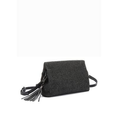 Umhängetasche VIVANCE "Clutch", Damen, Gr. B/H/T: 25cm x 17cm x 6cm, schwarz, Kunstfaser, Strukturmuster, unifarben, Taschen Umhängetasche, Handtasche,Schultertasche,Tragetasche,Crossbody Bag, Bast-Optik VEGAN