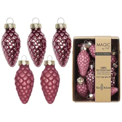 12 Christbaumschmuck Zapfen 4,5cm Glas Christbaumkugeln matt & glänzend kleine Weihnachtskugeln Weihnachten Weihnachtsbaumschmuck Deko Dusty Rose