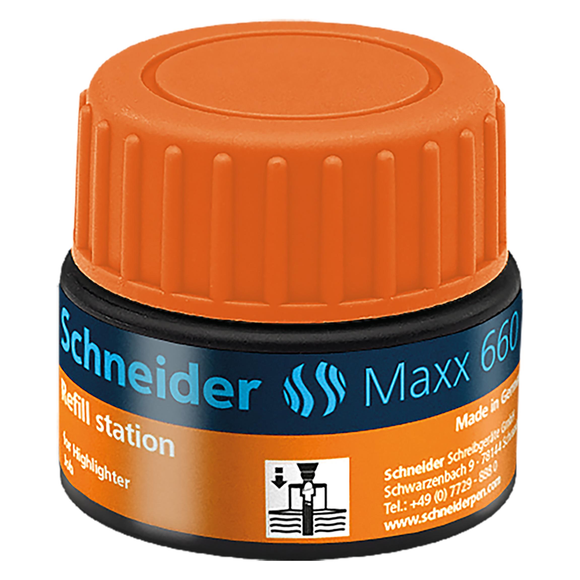 Schneider Tintenglas Nachfülltinte 660 Orange (Orange, 1 Stk.) (000270-006)