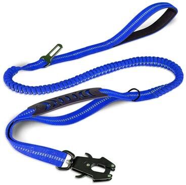 Uplifted Finds Tactical Bungee Shock Absorbing Leash With Integrated Car Safety Buckle blue