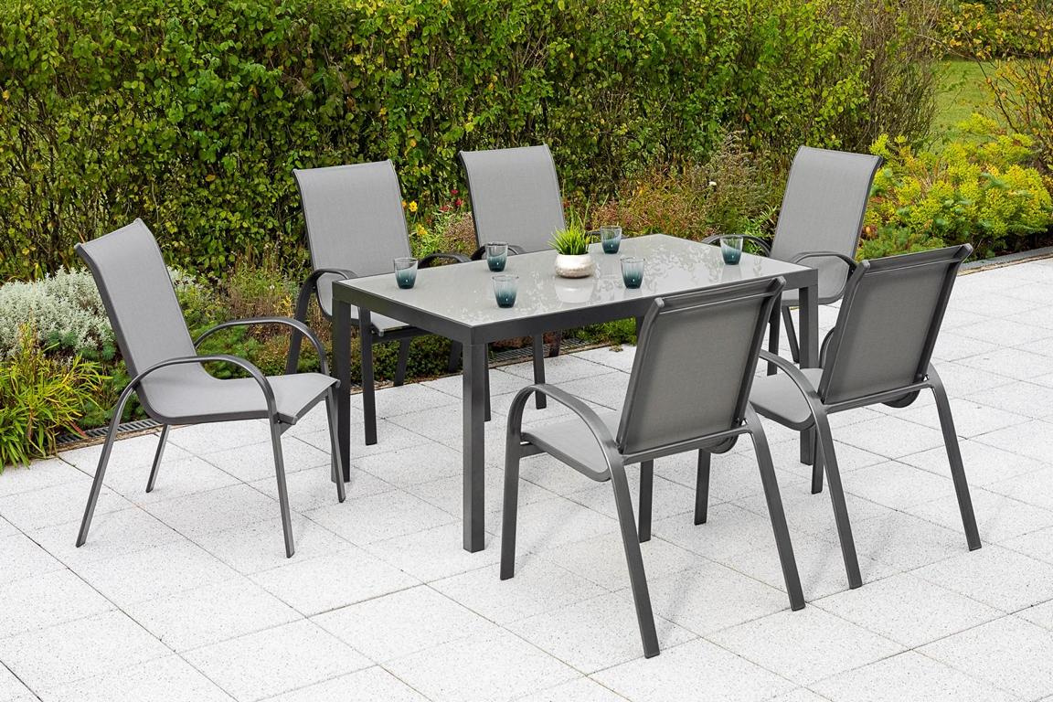 MERXXHANDELS Amalfi Set 7tlg 6 Sessel Tisch 150x90cm Alu/Textil 16909407