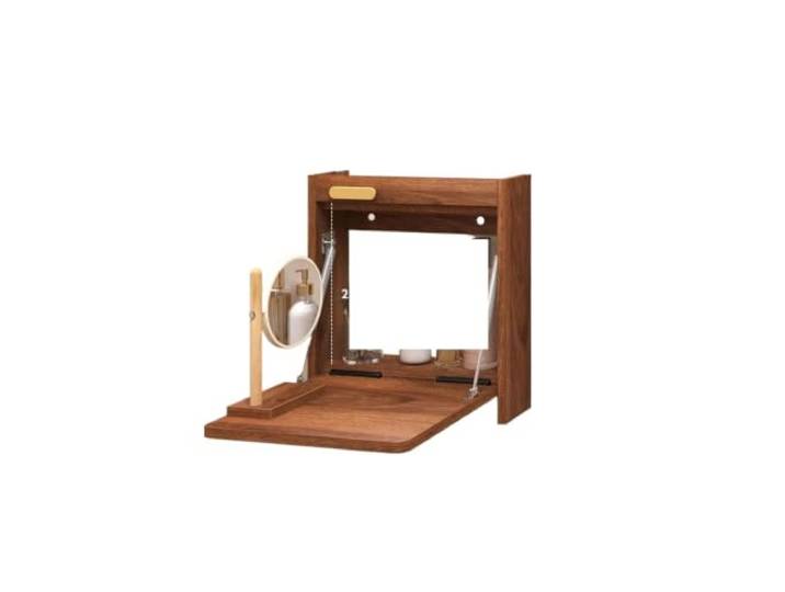 Klapptisch Wand Wandmontierter Klapptisch Versteckter Schminktisch, platzsparend, multifunktional, for Schminken und Schreiben(Deep walnut -small)