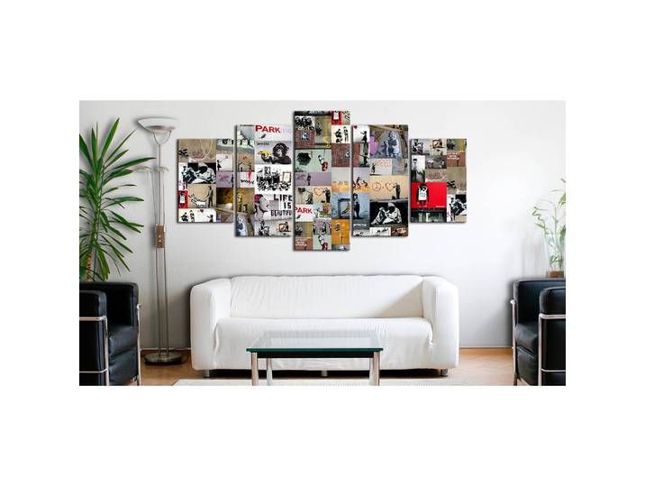 Tableau déco Art of Collage Bansky IV Lin Multicolore 100 x 50cm