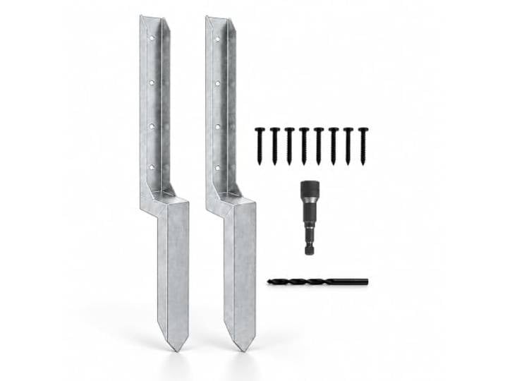 Relaxdays Kit réparation poteau clôture\, argenté lot de 2\, 85\,4 cm\, ancrage poteau incliné\, acier\, support