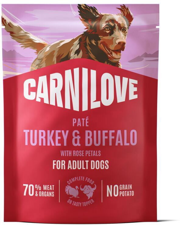 Carnilove Dog Adult Turkey & Buffalo With Rose Petals Paté Våtfoder Till Hund 300 G