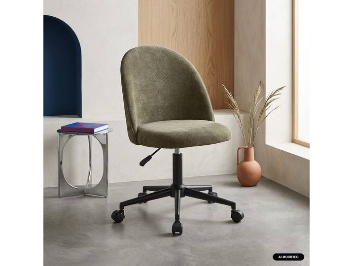 Sweeek - Chaise De Bureau À Roulettes Tissu Kaki - Phyl