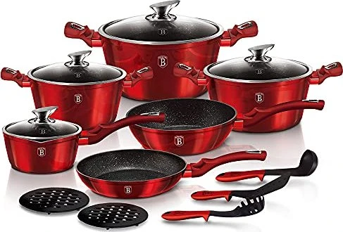 BerlingerHaus Geschirr-Set burgunderfarben Metallic Line 15-teilig BH-1226N, 3 Stück