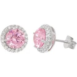 trendor 21318-09 Damen-Ohrringe 925 Silber Zirkonia-Ohrstecker Pink