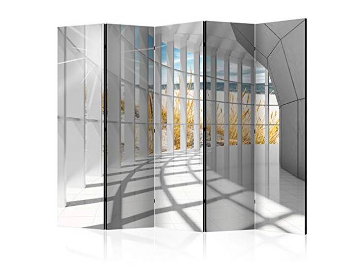 decomonkey Paravent Raumteiler Innen Modern, 225x172 cm, 5-teilig, Strand Einseitig, Meer, Wohnzimmer, Room Divider, Wall, Raumteiler Stehend, Trennwand, Sichtschutz, Spanische Wand, Sichtschutzwand