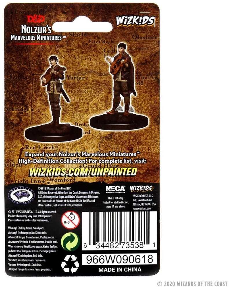 Wiz Kids LLC WizKids Dungeons & Dragons Female Half-Elf Bard Unpainted Miniature for Tabletop Role-Playing Games