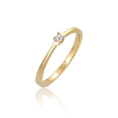 Verlobungsring ELLI DIAMONDS "Ring Diamant Weiß Brillantschliff (0.11 ct) 585 Gelbgold" Gr. 54, weiß, Fingerringe, Damen, 54, Gelbgold 585, Verlobungsring