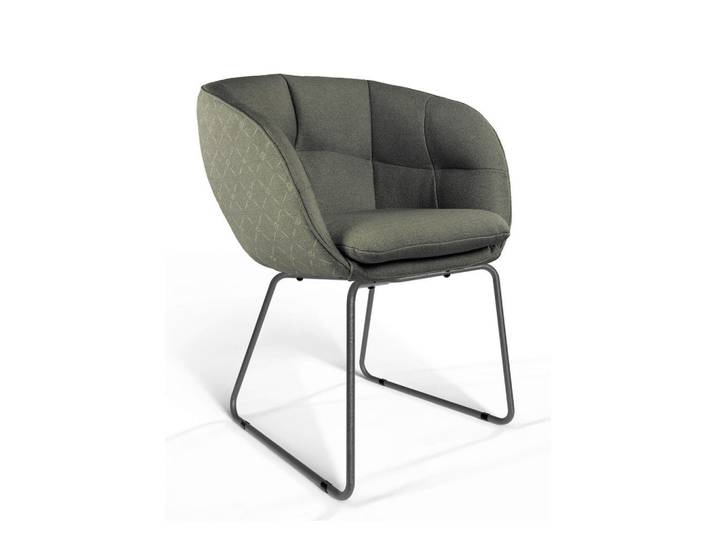 Dieter Knoll Armlehnstuhl, Olivgrün, Graphik, Kufe, Rundrohr, 62x81x63 cm, Beinauswahl, Stoff-/Lederauswahl, Esszimmer, Stühle, Esszimmerstühle, Armlehnenstühle