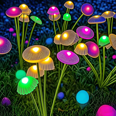 Inspire Picks Solar Mushroom Garden Lights Dual Mode LED Jellyfish Pathway Decor multi Color 2pcs