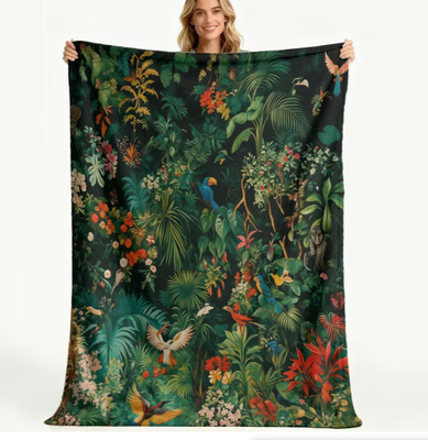 Shop Station Tropical Bird Flannel Throw Blanket Soft Cozy Jungle Print Fleece Sofa & Bed Blanket 3 27.56 39.37 In