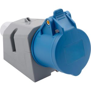 McPower CEE-Steckdose 1300615, 3-polig, Wandmontage, Aufputz, IP44 Spritzwasserschutz, blau, 230V, 16A