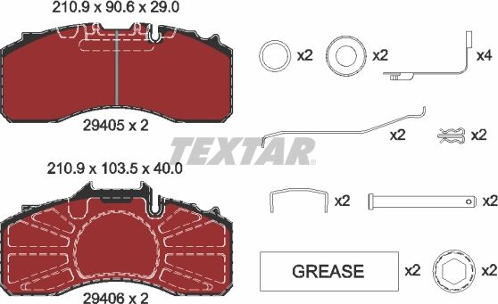 Textar Bremsbelagsatz, Scheibenbremse 2940501
