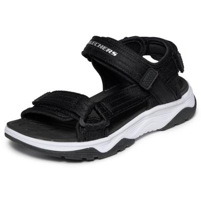 Sandale SKECHERS "TREAD SEEKER", Mädchen, Gr. 32, Textil, schwarz-weiß (schwarz, weiß), Mesh, kontrastfarbene Details, Schuhe Sandale, Sommerschuh mit Klettverschluss, Größenschablone zum Download