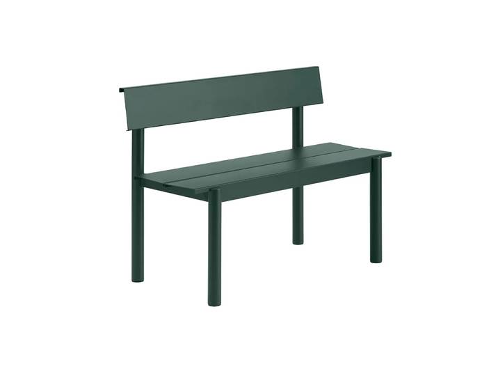 Muuto - Linear Steel Bank mit Rückenlehne, 110 cm, dunkelgrün