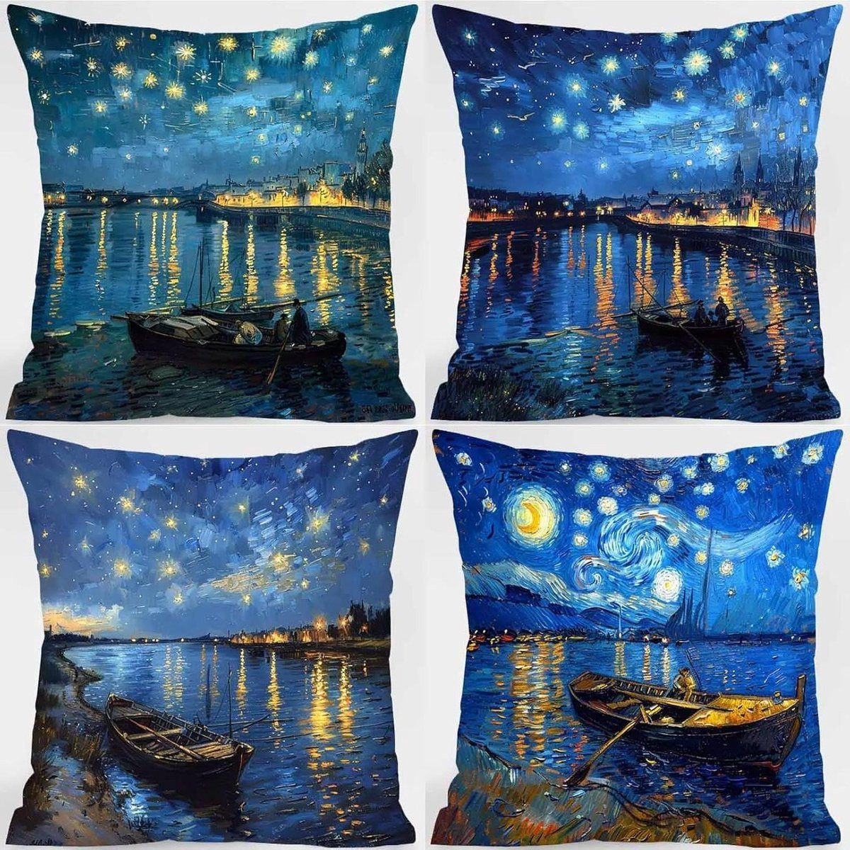 Waterdichte linnen kussenhoes blauw 70 x 70 cm