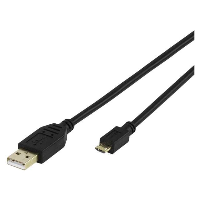 Vivanco Hochwertiges USB 2.0-zertifiziertes Verbindungskabel, 1 m - Schwarz (1 m, USB 2.0) (VVITUSBAMICB10MK)