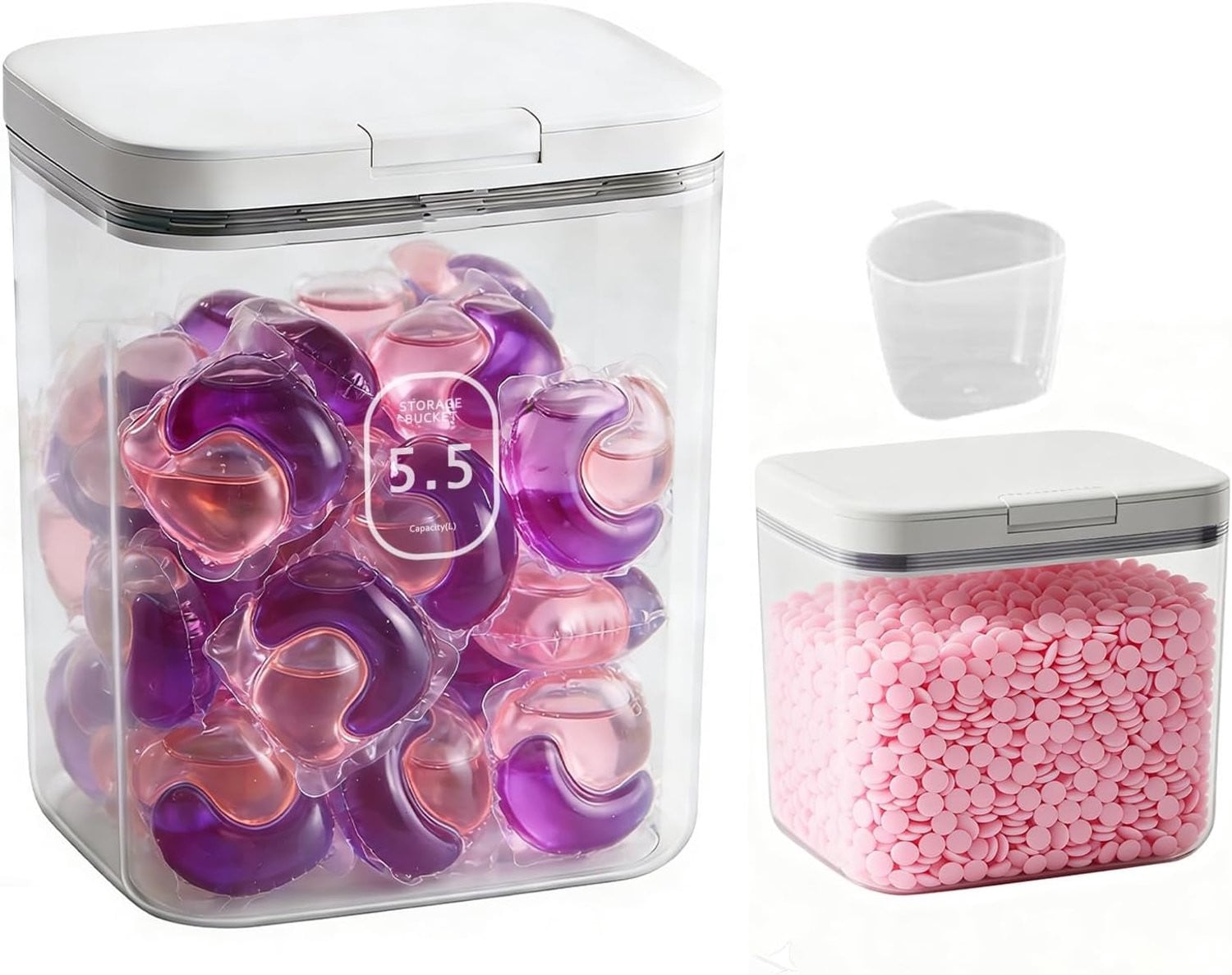 Luxento Opbergbox set van 2 - Luchtdichte en stapelbare voorraadbakken - Transparant - 5,5L en 1,2L