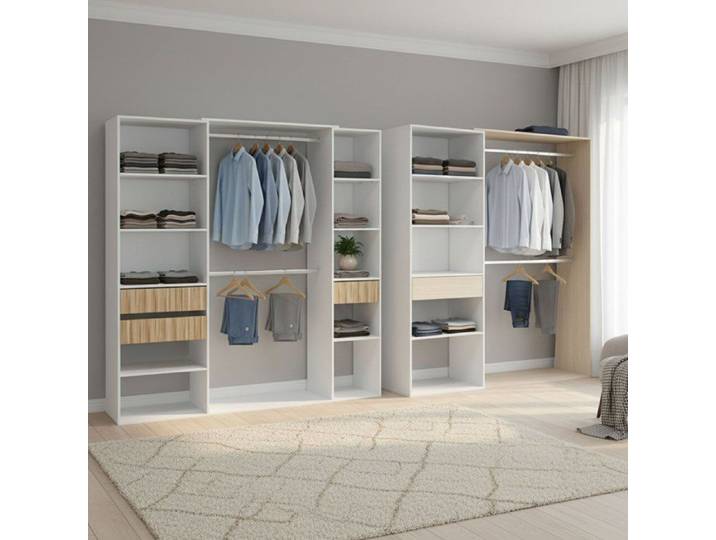 Garde-robe Grande Falcade Dmora en bois reconstitué chêne blanc 354x187h cm