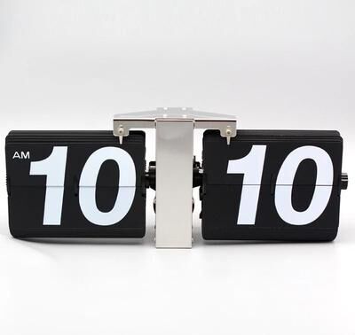 Uplift Picks Modern Retro Auto Flip Wall And Desk Clock With Large Digital Display black Stainless