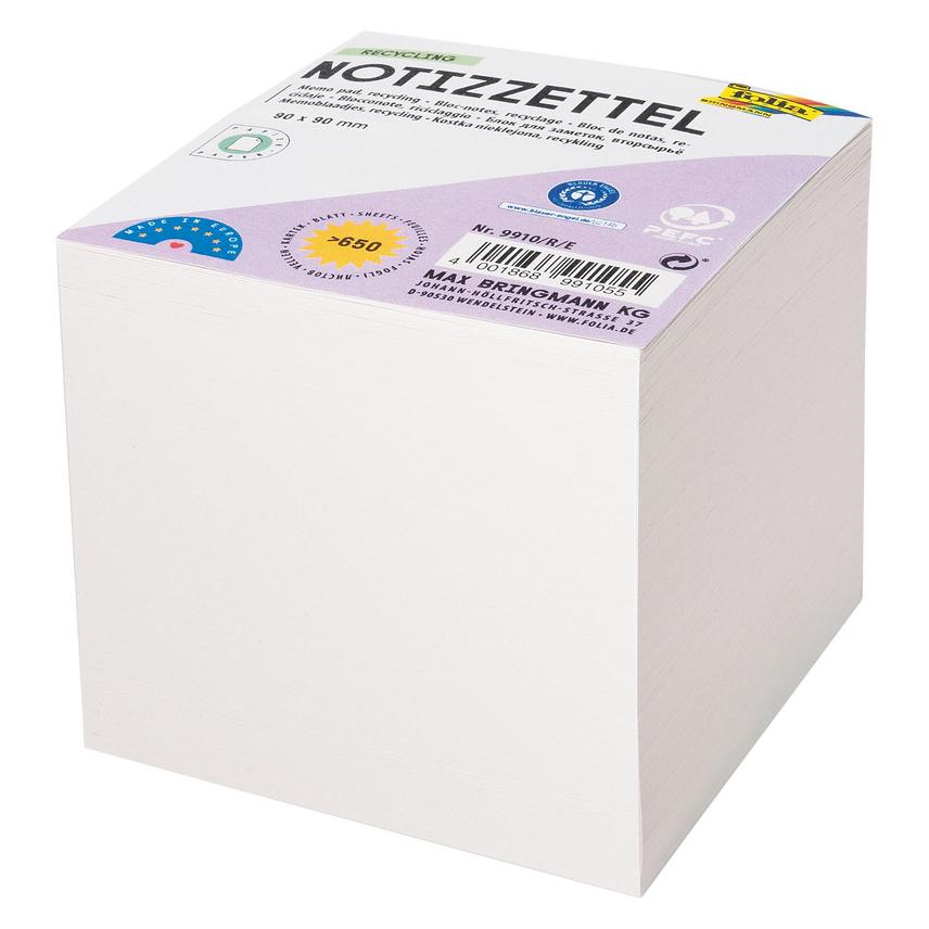Folia Notizzettel weiss 9,0 x 9,0 cm, ca. 700 Blatt, 1 Pack (9910/R/E)