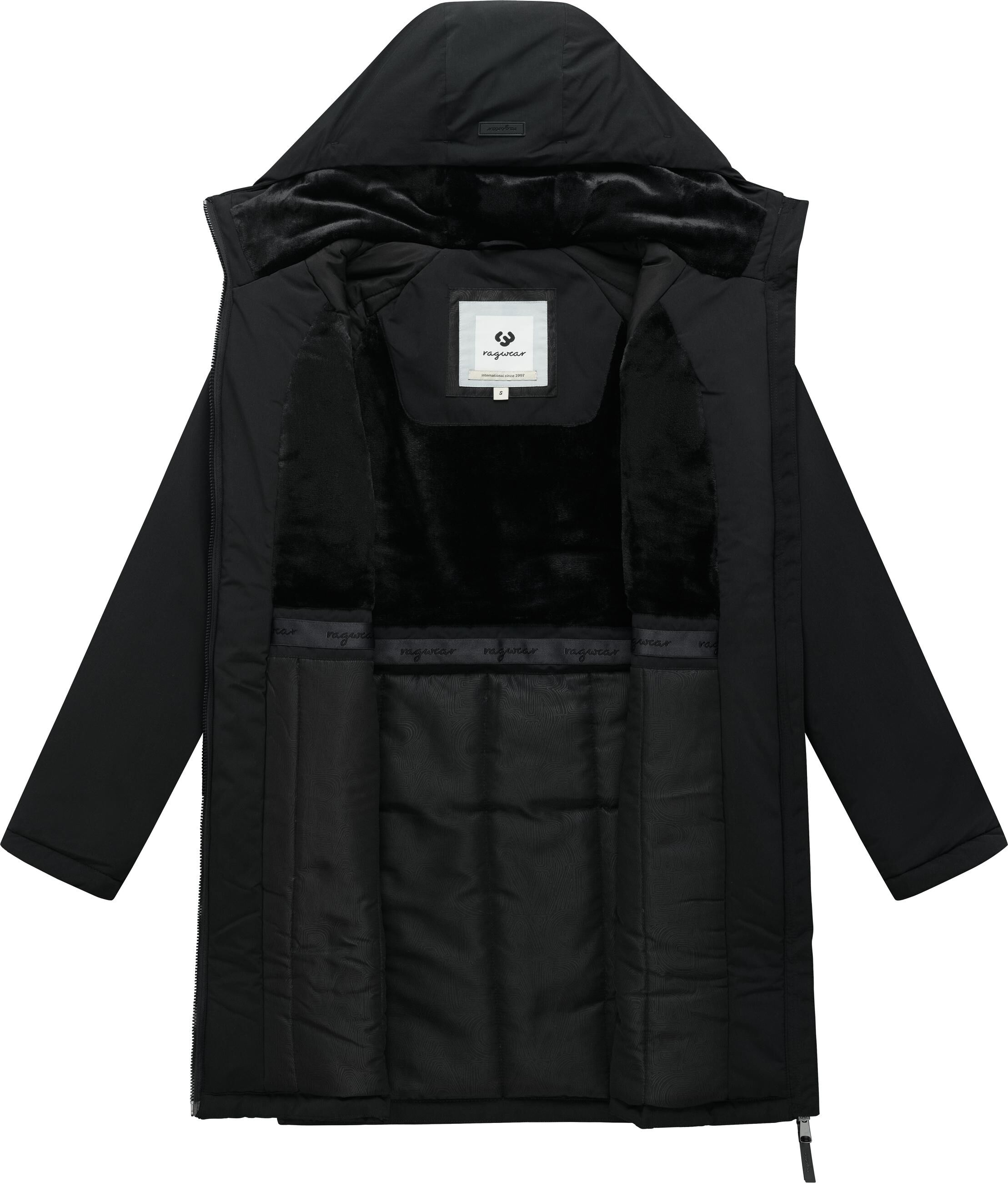 Wintermantel RAGWEAR "Wintermantel Nasima Y", Damen, Gr. S, schwarz, Mäntel Wintermantel