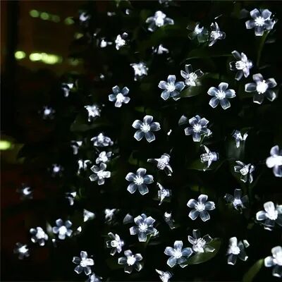 Quick Pick Pro Cherry Blossom Solar String Lights Waterproof LED Outdoor Fairy Lights With Lighting Modes white